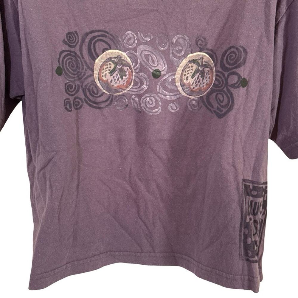 Blue Fish Painted Purple Short Sleeve Art to Wear T Shirt Top 1996 Vintage 1/ L - Picture 15 of 16